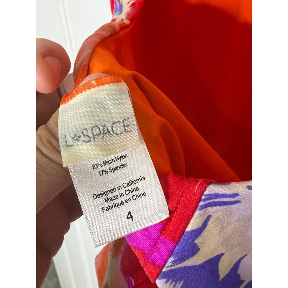 L*Space Nicolette One Piece Swimsuit Floral Underwire Pink Orange Size 4 - Picture 14 of 14